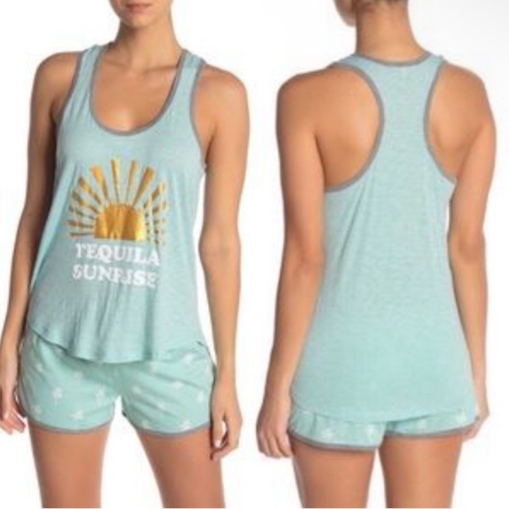 PJ Salvage Tequila Sunrise Tank Top - Light Blue and Gold